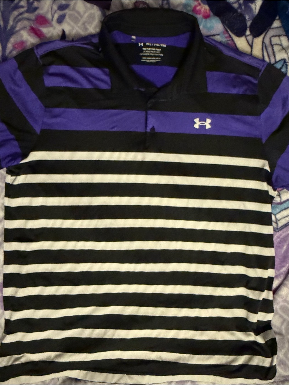 Under Armour Men’s Purple & Black Striped Polo Shirt